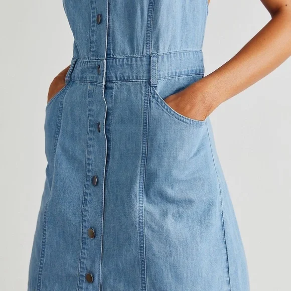 👖NWT Sami Denim Halter Dress by Free People👖 - Picture 4 of 7